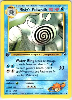 Misty's Poliwrath 31/132 Rare Gym Heroes Pokemon 1st Edition Moderately Played - Image 1