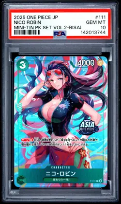 Nico Robin PSA10 2025 One Piece Japanese Mini-Tin Pack Set Vol.2-Bisai #111 - Image 1