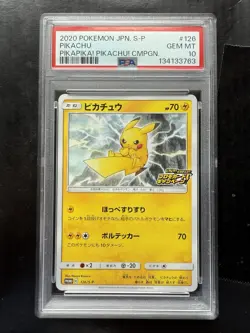 PSA 10 PIKAPIKA! PIKACHU! CAMPAIGN 126/S-P 2020 POKEMON S Promo Pikachu Gem Mint - Image 1