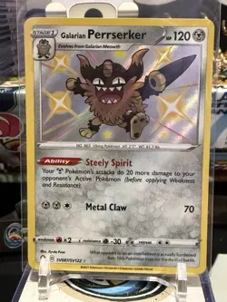 Galarian Perrserker SV087/SV122 Shining Fates Shiny Vault Holo Pokemon JW 12P - Image 1