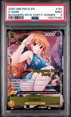 2025 ONE PIECE BEGINNERS DECK PARTY PACK WINNER #101 O-NAMI PSA 9 - Image 1