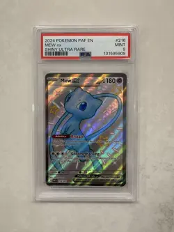 PSA 9 MINT Mew ex 216/091 Paldean Fates Pokemon Card + Free Mystery Card - Image 1