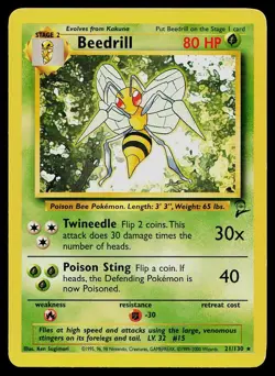 Pokemon Card Base Set 2 Beedrill 21/130 Rare - Image 1