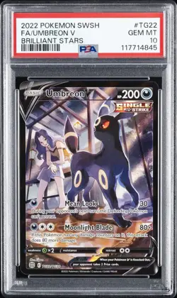 2022 POKEMON SWORD & SHIELD BRILLIANT STARS #TG22 FULL ART/UMBREON V PSA 10 - Image 1