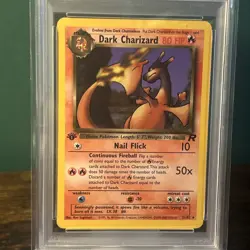2000 Pokemon Rocket 1st Edition NON HOLO Dark Charizard #21 PSA 7 NM - Image 2