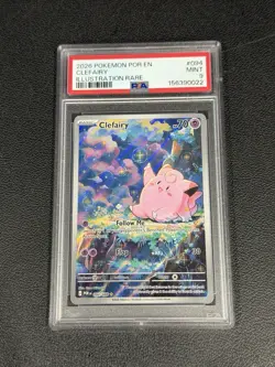 2026 Pokemon POR EN Clefairy Illustration Rare #094 PSA 9 MINT - Image 1