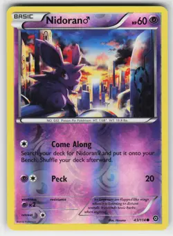 Nidoran M 43 Reverse Holo 114 C Steam Siege Pokemon Lightly Played - Image 1