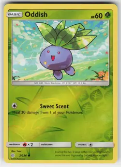 Oddish 2 Reverse Holo 236 C Cosmic Eclipse Pokemon Lightly Played - Image 1