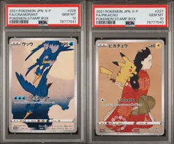 PSA 10 Pikachu 227/S-P Cramorant 226/S-P Sequential Set Stamp Box Pokemon Gem MT - Image 1