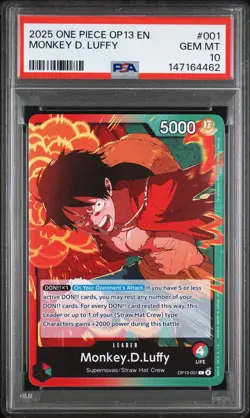 2025 ONE PIECE OP13-CARRYING ON HIS WILL #001 MONKEY D. LUFFY PSA 10 - Image 1
