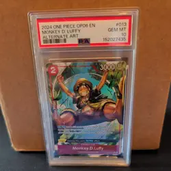 2024 ONE PIECE OP06-WINGS OF THE CAPTAIN ALTERNATE ART MONKEY D. LUFFY PSA 10 - Image 1
