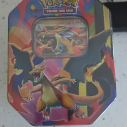 Pokemon Mega Charizard Y EX Sealed Tin Mega Evolution Series Metal Trading Card - Image 1