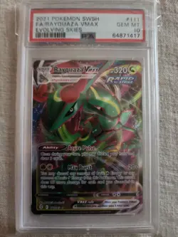 Pokemon 2021 SWSH Evolving Skies Rayquaza VMAX #111/203 PSA 10 Gem Mint - Image 1