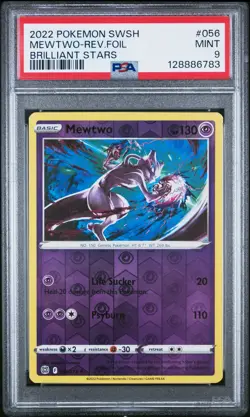 POKEMON #056 MEWTWO REVERSE HOLO PSA 9 2022 SWSH BRILLIANT STARS LOW POP - Image 1