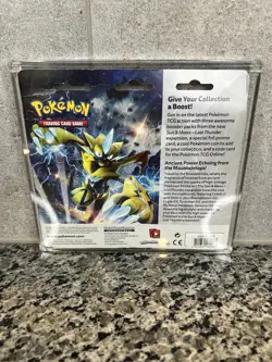 Pokemon Sun & Moon Lost Thunder 3-Pack Blister W/ Acrylic Case Sealed - Image 2