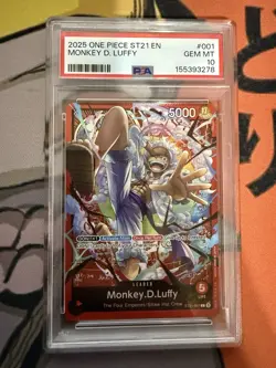 One Piece - ST21-EX Gear 5 Monkey.D.Luffy Red Leader Alt Art ST21-001 PSA 10 *2 - Image 1