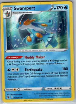Swampert 064/264 Holo SWSH08: Fusion Strike - Pokemon Card - NM - Image 1