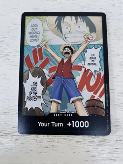 One Piece - Don !! Card Promo Romance Dawn - Englisch Holo Foil Your Luffy NM - Image 1
