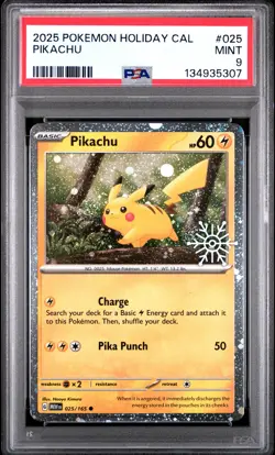 2025 POKEMON HOLIDAY CALENDAR #025 PIKACHU PSA 9 - Image 1