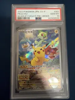 2022 Pokemon JPN Sv-P Pikachu Scarlet/Violet Pre Order Promo #001 PSA 10 - Image 1