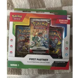 Pokemon TCG First Partner Illustration Collection Series 1 Promo Box, 3 Cards - Image 1