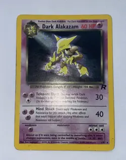 Dark Alakazam TCG Team Rocket Holo Card 1/82 Unlimited HP - Image 2