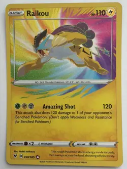 POKEMON TCG CARD Raikou 050/185 Vivid Voltage 2020 Amazing Rare Holo - NM - Image 1