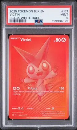 2025 POKEMON BLK EN-BLACK BOLT BLACK WHITE RARE #171 VICTINI PSA 9 - Image 1