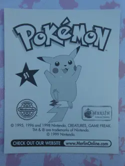 PIKACHU #S01 - STICKER MERLIN COLLECTION 1999 - CARTE POKEMON - TRES BON ETAT - Image 4