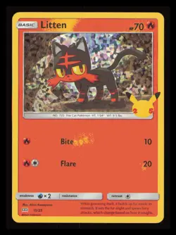 Pokemon TCG - Litten 15/25 McDonald's 25th Anniversary Holo - Near Mint - Image 1