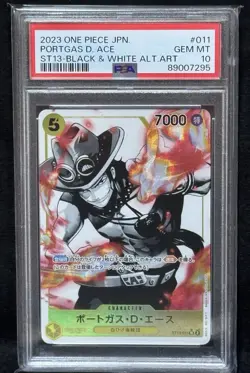PSA10 Portgas D. Ace ST13 B&W Alt Art ONE PIECE Card Game - Image 1