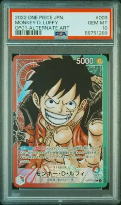 PSA 10 Monkey D. Luffy One Piece Japanese Romance Dawn 2022 OP01-003 ALT ART - Image 1