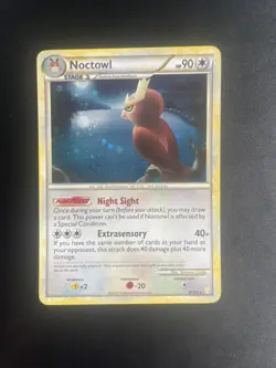 Noctowl 8/123 Holo SWIRL Rare HeartGold SoulSilver Base Set Pokemon Card LP/NM - Image 1