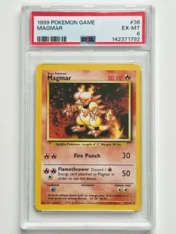 Pokemon TCG Magmar Base Set Unlimited Uncommon Card 36/102 1999 WOTC PSA 6 EX-MT - Image 1