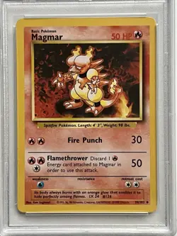 Pokemon TCG Magmar Base Set Unlimited Uncommon Card 36/102 1999 WOTC PSA 6 EX-MT - Image 2