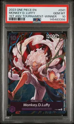 2023 ONE PIECE PROMOS 1ST ANNIVERSARY TOURNAMENT-WINNER MONKEY D. LUFFY PSA 10 - Image 1
