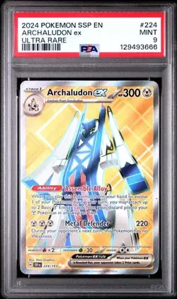 2024 POKEMON SSP EN-SURGING SPARKS #224 ARCHALUDON ex ULTRA RARE PSA 9 - Image 1