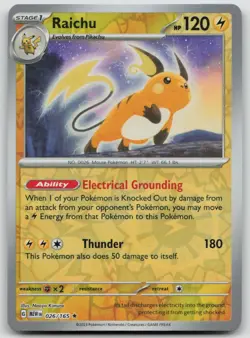 Raichu 026/165 Rare 151 Pokemon Reverse Holo NM - Image 1