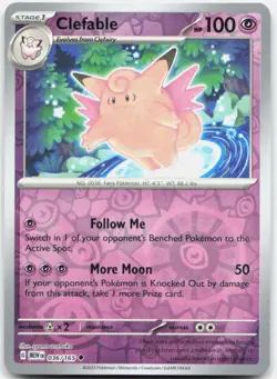 Clefable 036/165 Uncommon 151 Pokemon Reverse Holo NM - Image 1