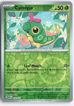 Caterpie 010/165 Common 151 Pokemon Reverse Holo Near Mint - Image 1