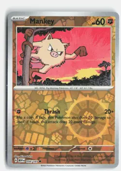 Mankey 056/165 Common 151 Pokemon Reverse Holo Near Mint - Image 1
