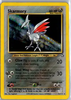 Skarmory 13/111 Holo Rare Neo Genesis Pokemon Unlimited Holo Heavily Played - Image 1