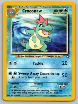 Croconaw 32/111 Uncommon Neo Genesis Pokemon Unlimited Lightly Played - Image 1