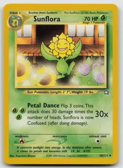 Sunflora 50/111 Uncommon Neo Genesis Pokemon Unlimited Lightly Played - Image 1