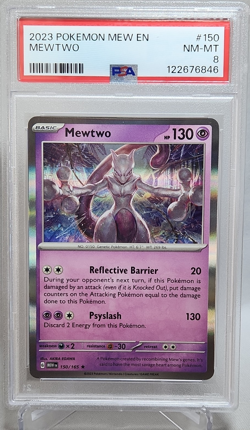 Pokemon TCG Mewtwo 150/165 Scarlet & Violet 151 Rare Holo Basic Psychic PSA 8 - Image 1
