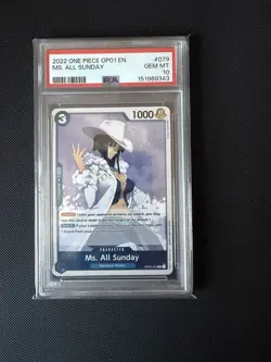 2022 ONE PIECE OP01-ROMANCE DAWN 079 MS. ALL SUNDAY PRE-ERRATA - PSA 10 - Image 1