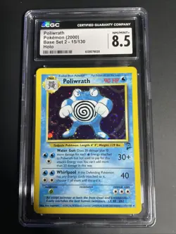 CGC 8.5 Poliwrath 15/130 Base Set 2 Holo Rare Graded Pokemon Card NM/MINT - Image 1