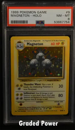 1999 Pokemon Base Set Unlimited Magneton PSA 8 HOLO (7754) 9/102 - Image 1
