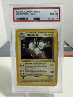 1999 Pokemon Fossil Magneton Holo PSA 8 - Image 1
