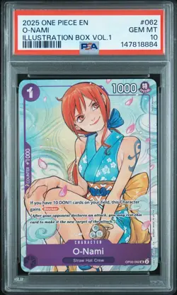 2025 ONE PIECE #062 ILLUSTRATION BOX VOL 1 PROMO O-NAMI PSA 10 GEM MINT - Image 1